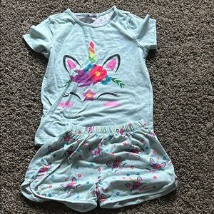 Unicorn Dreams Kids Pajama Set - Light Blue and Pink